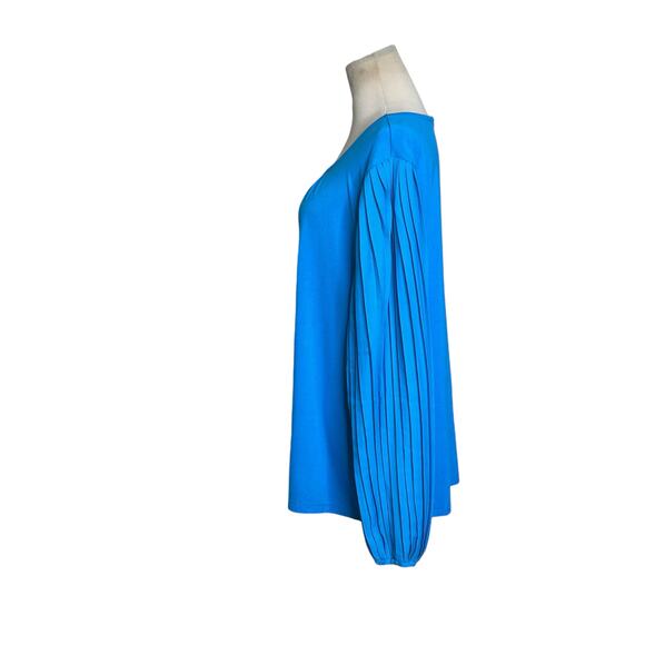 Talbots blue long pleated sleeves tunic blouse size 1X - Picture 5 of 9